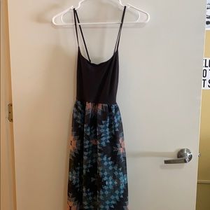 Multicolored maxi dress with black top